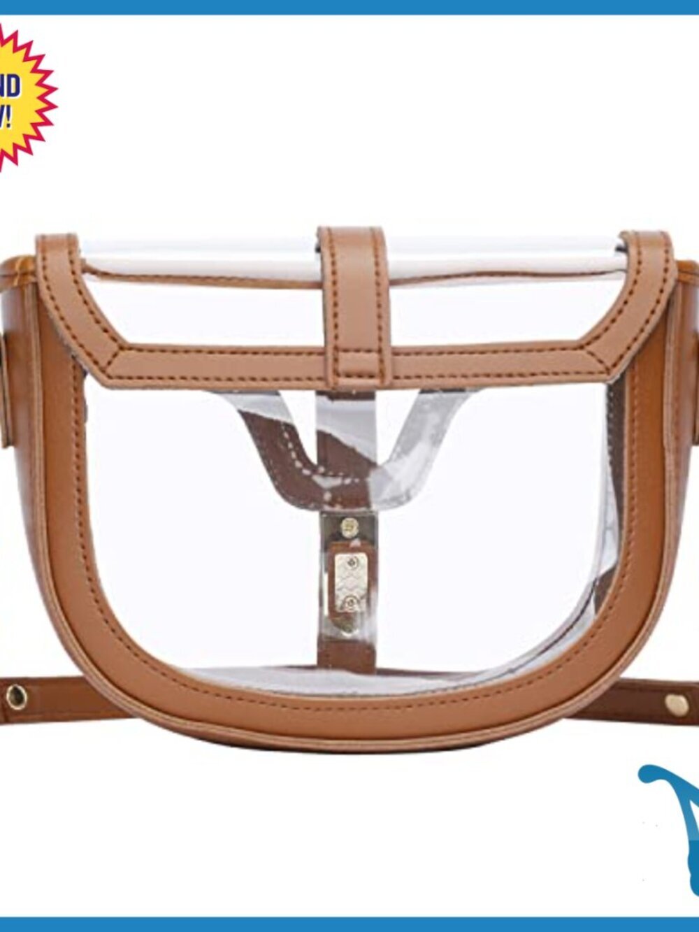 Clear Crossbody Bag Stadium Approved Vegan Leather See-Through Purse - Picture 5 of 7